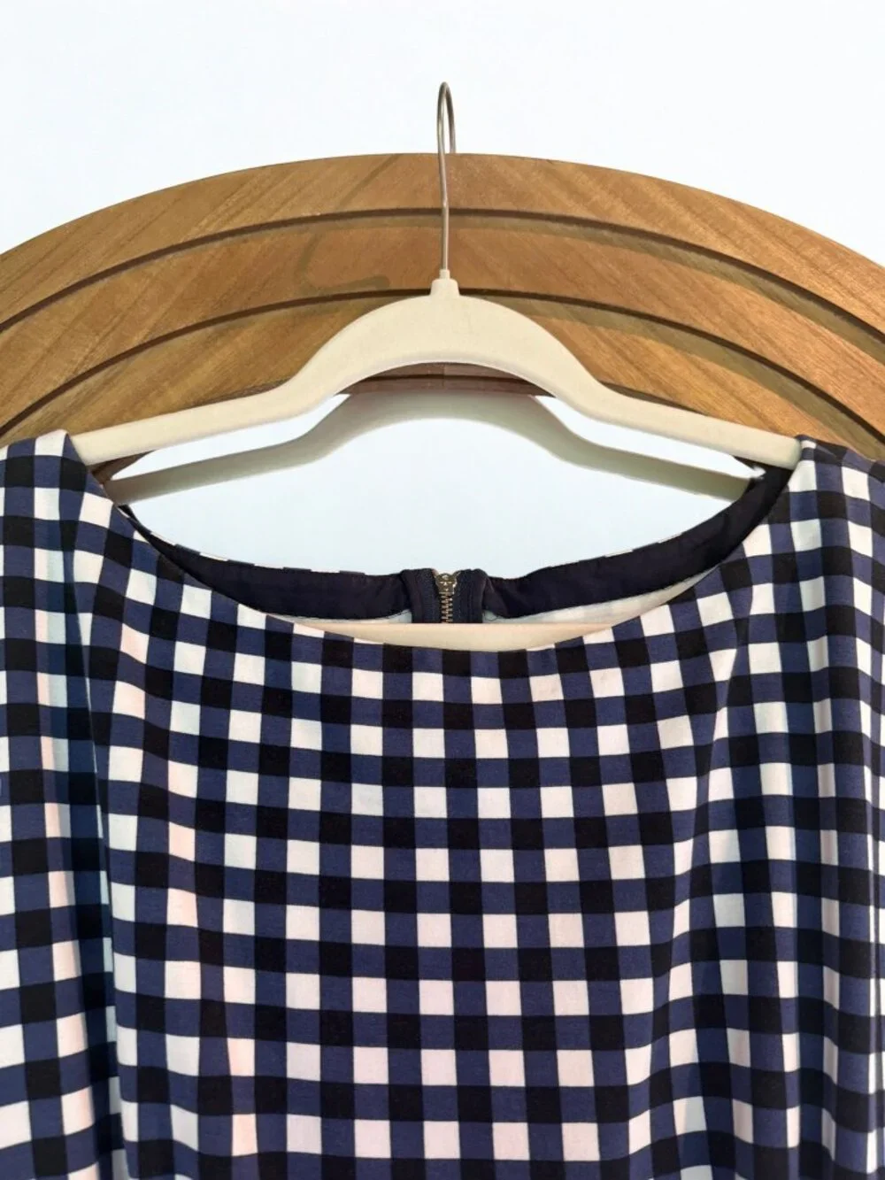 Kate Spade Size 6 Navy Gingham Fit & Flare Skater Mini Dress